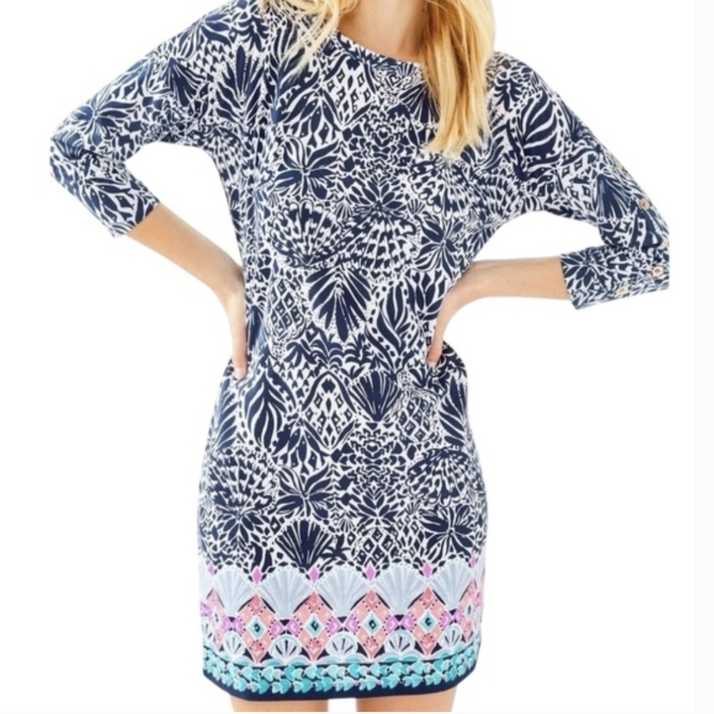 Lilly Pulitzer Vivvy dress in the "By Land or By Sea High Tide Navy" print